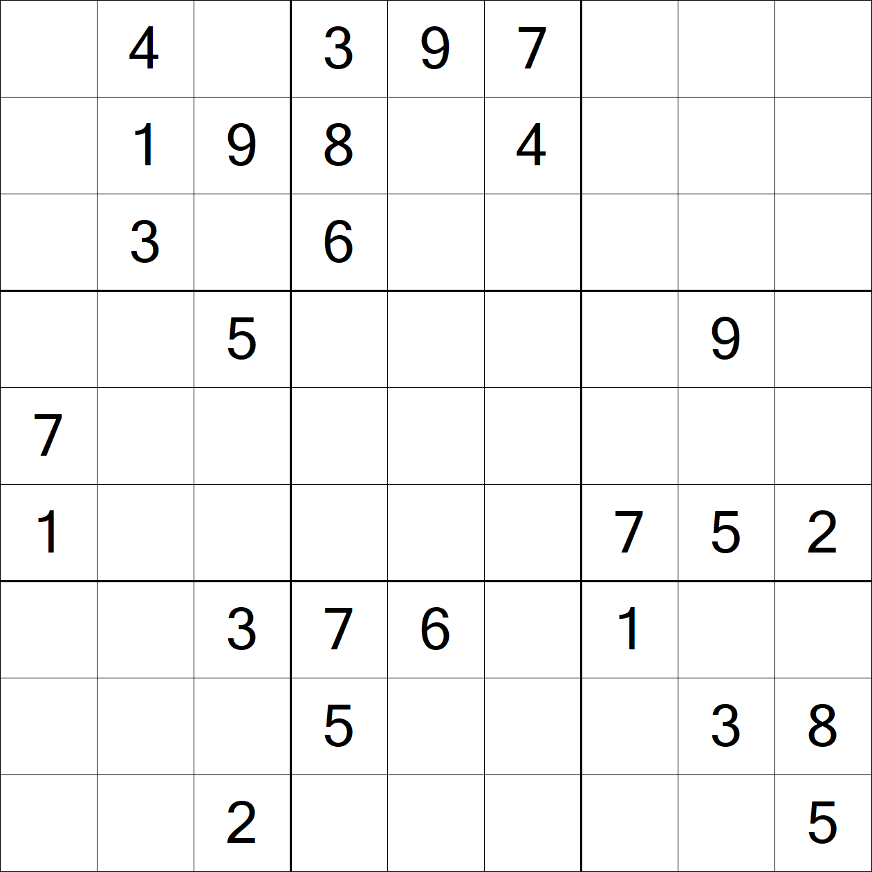 Extreme Sudoku puzzle grid