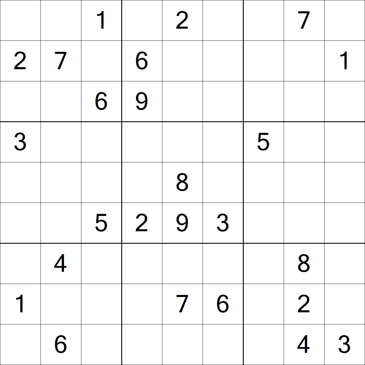 Very Hard Sudoku puzzle grid