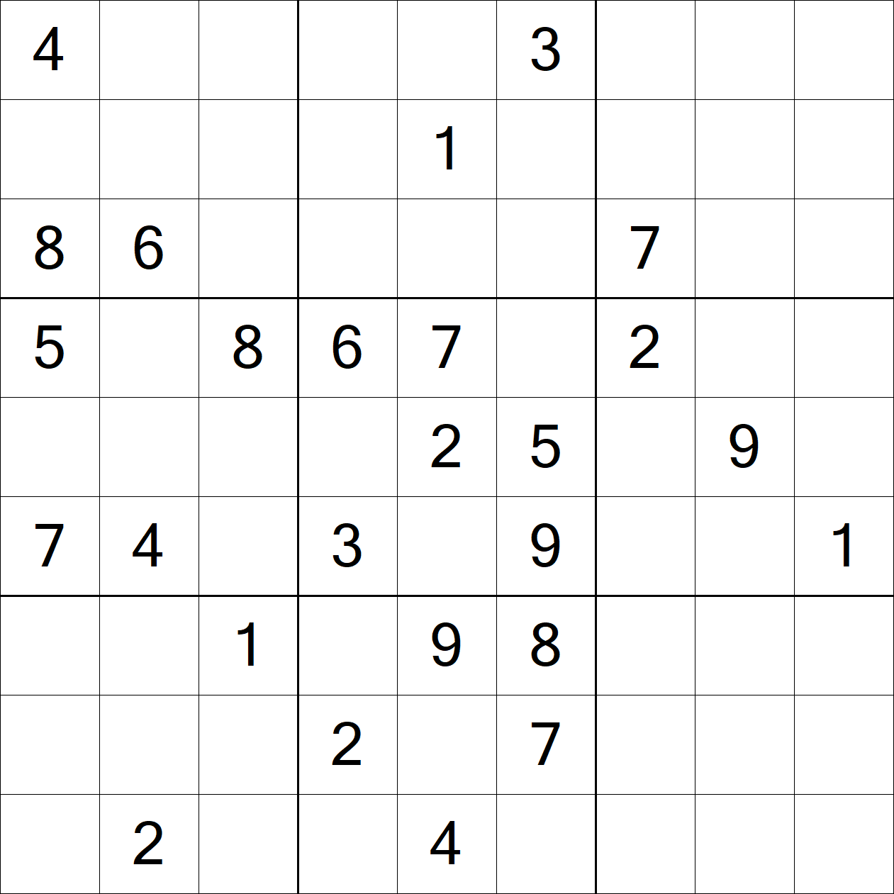 Extreme Sudoku puzzle grid