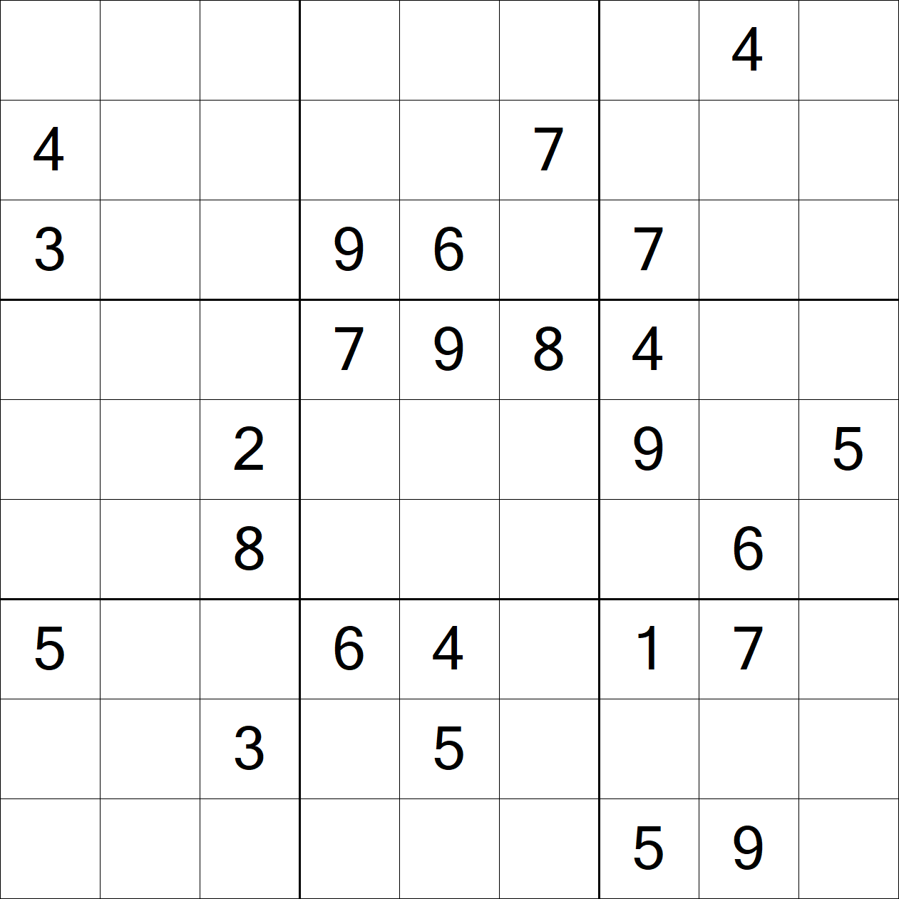 Extreme Sudoku puzzle grid