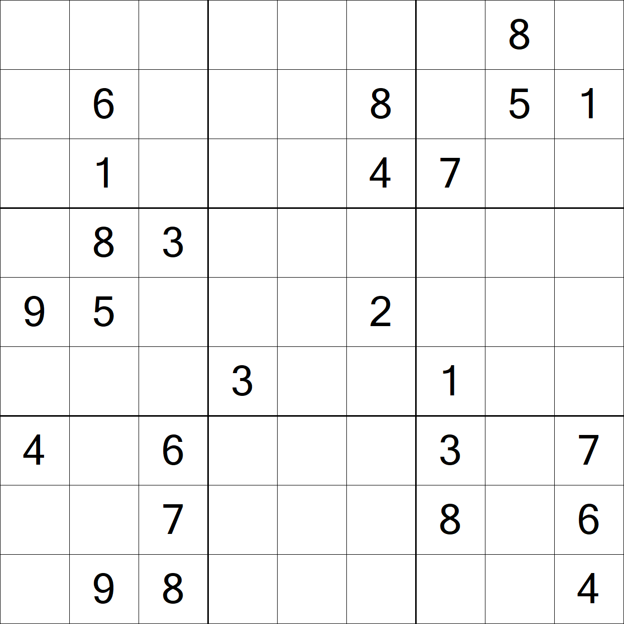 Extreme Sudoku puzzle grid