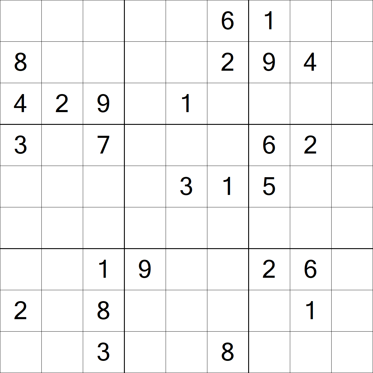 Extreme Sudoku puzzle grid