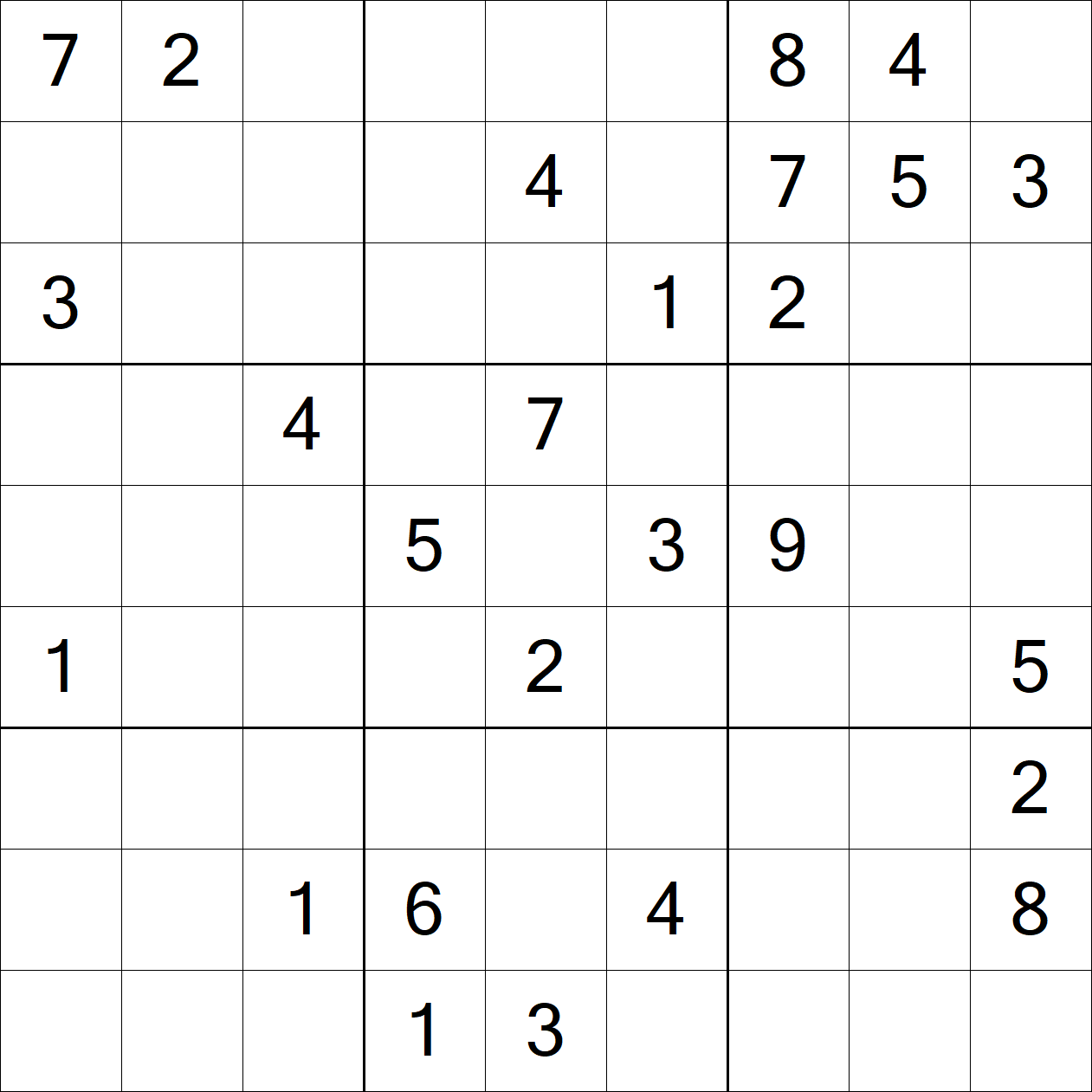 Extreme Sudoku puzzle grid