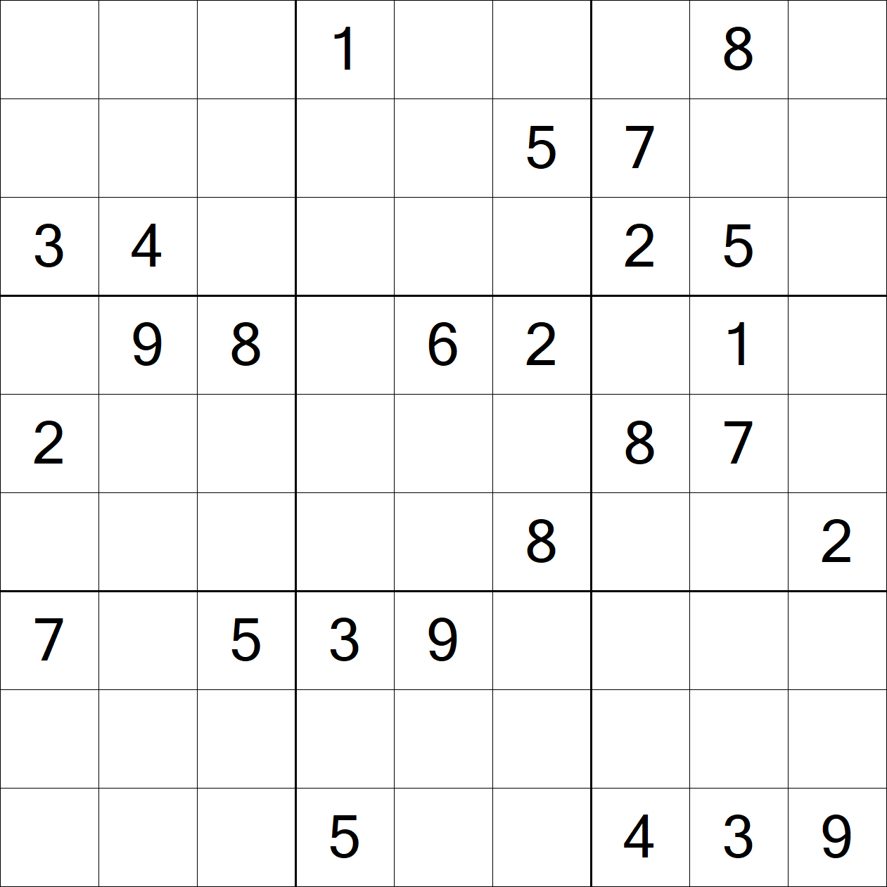 Very Hard Sudoku puzzle grid
