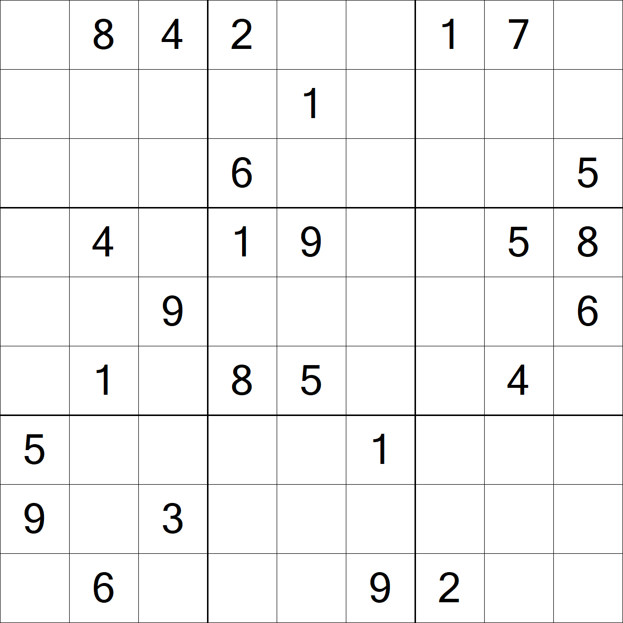 Extreme Sudoku puzzle grid