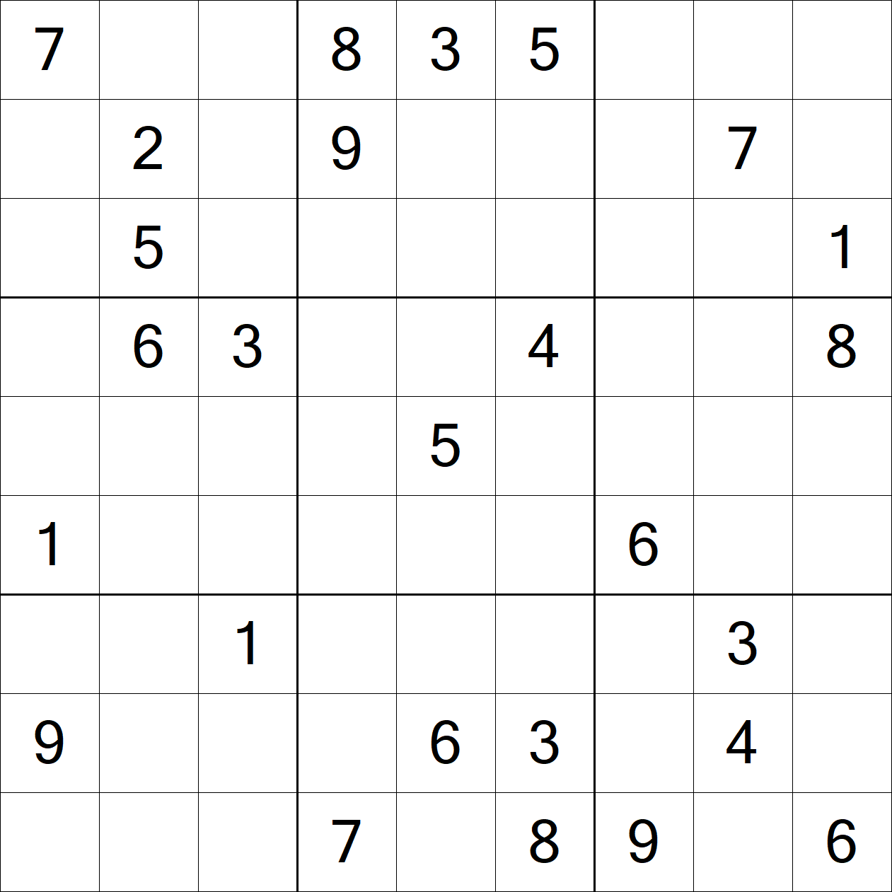 Very Hard Sudoku puzzle grid
