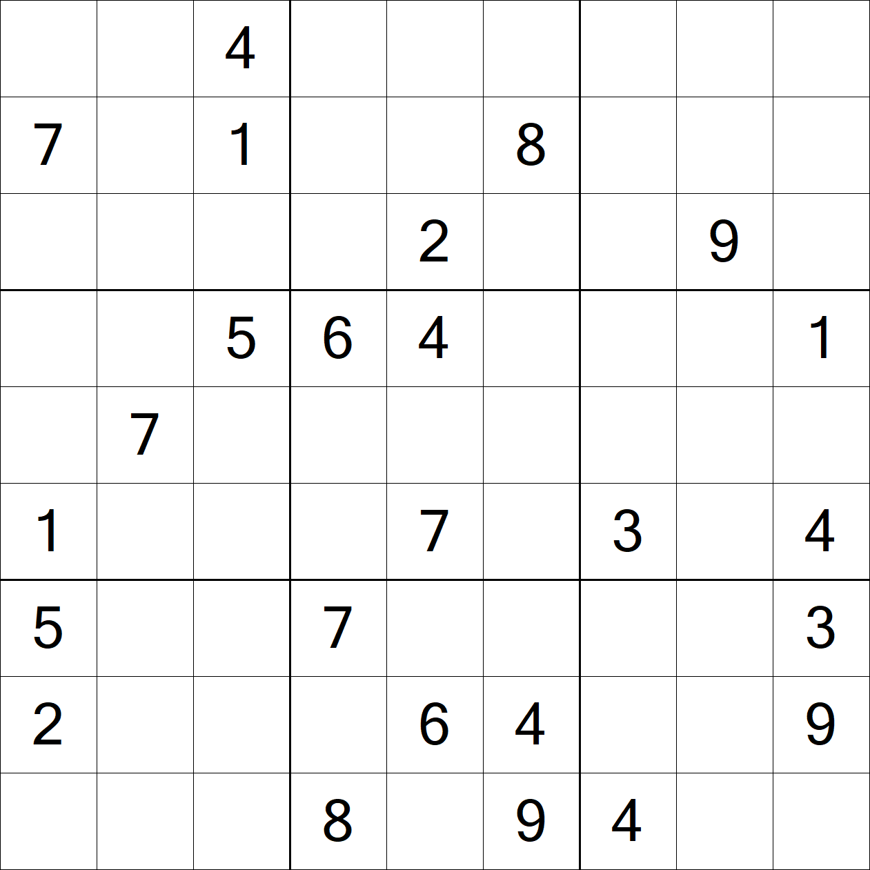 Very Hard Sudoku puzzle grid