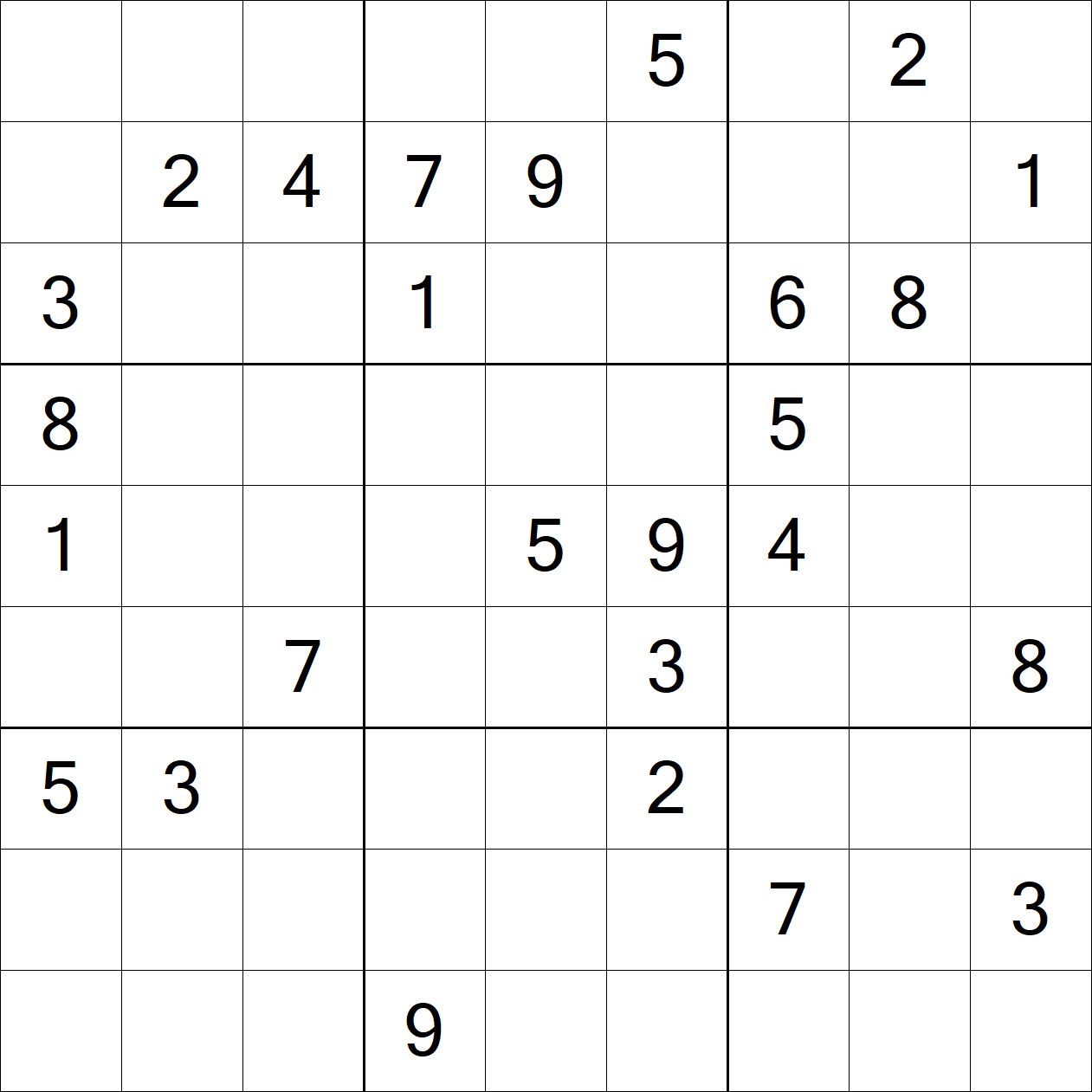 Hard Sudoku puzzle grid