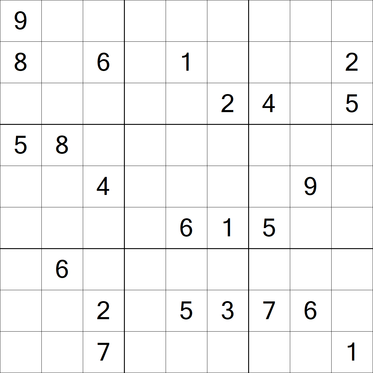Extreme Sudoku puzzle grid