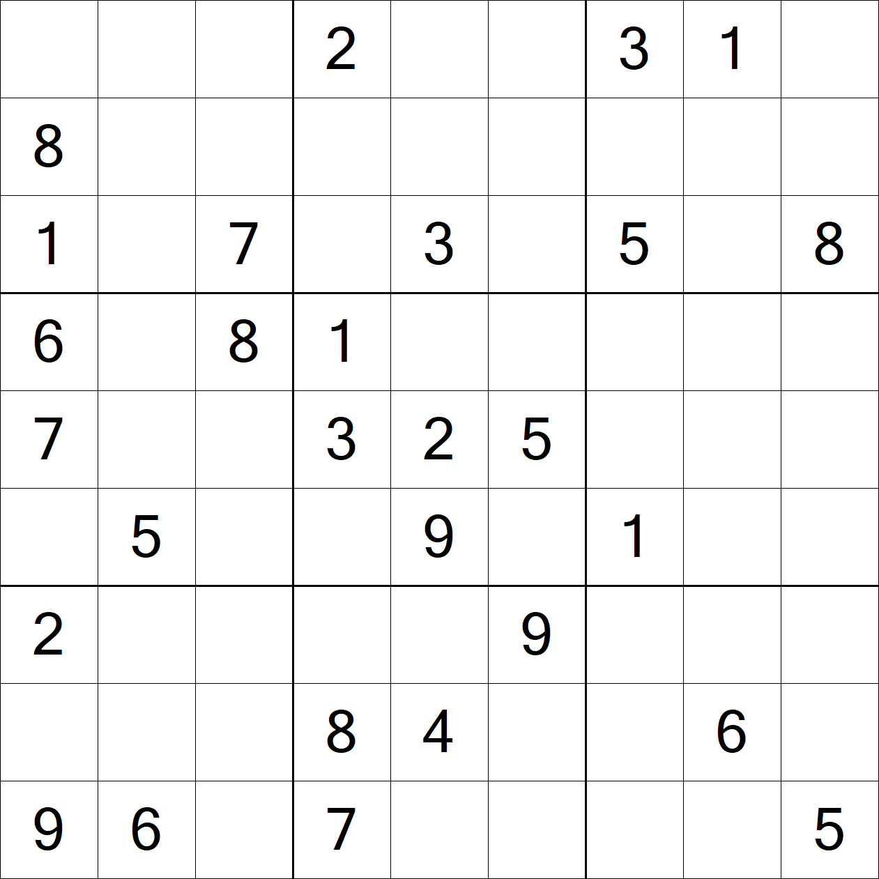Hard Sudoku puzzle grid