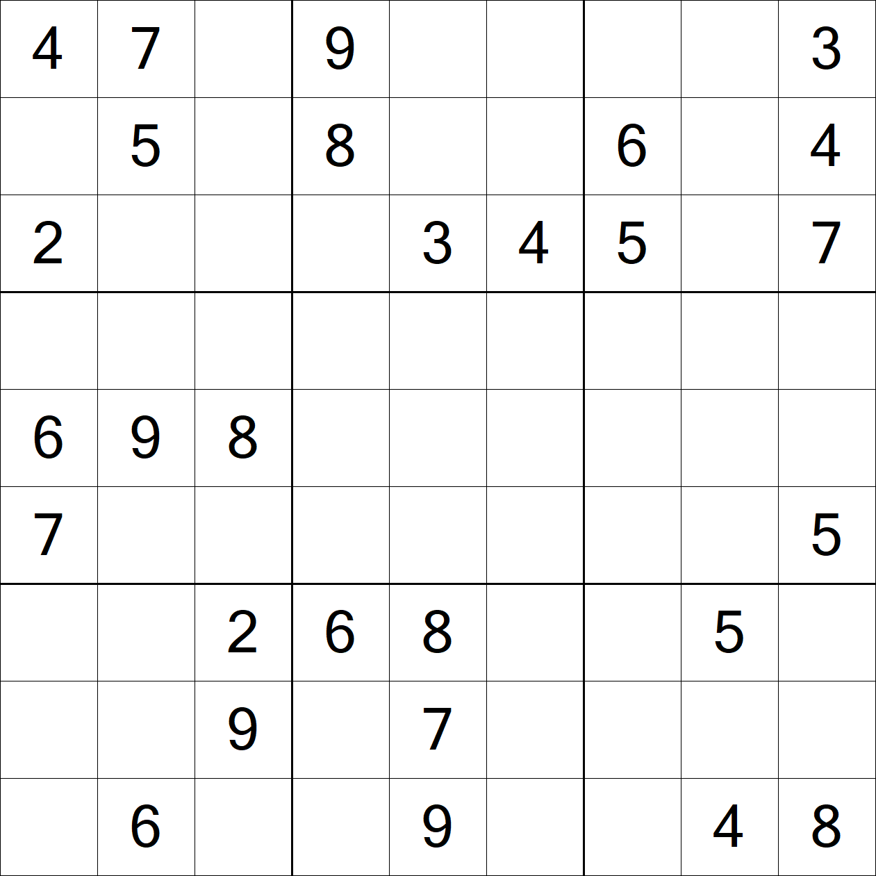 Hard Sudoku puzzle grid