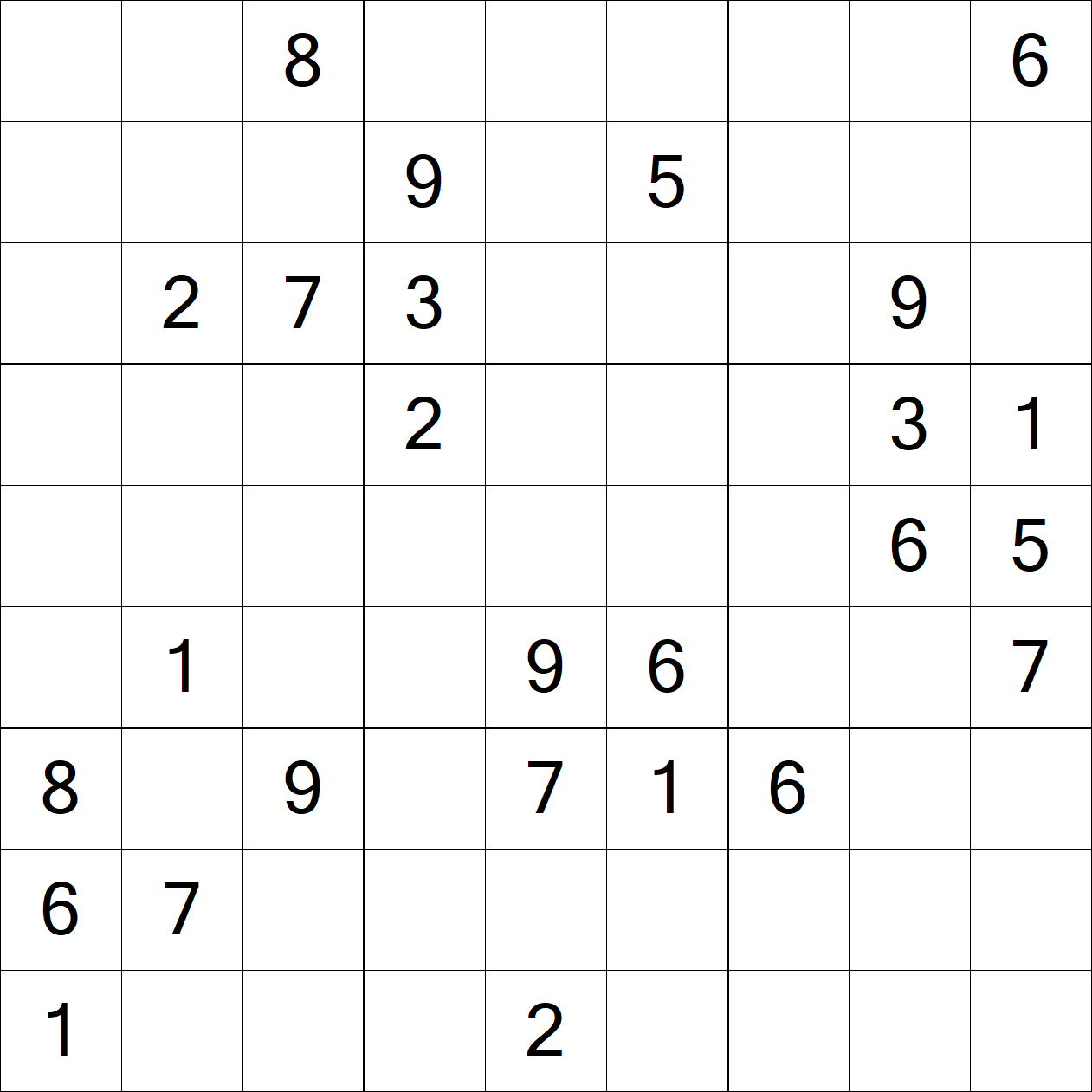 Extreme Sudoku puzzle grid