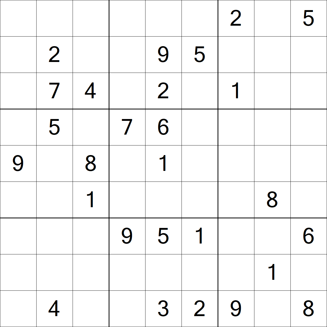 Hard Sudoku puzzle grid