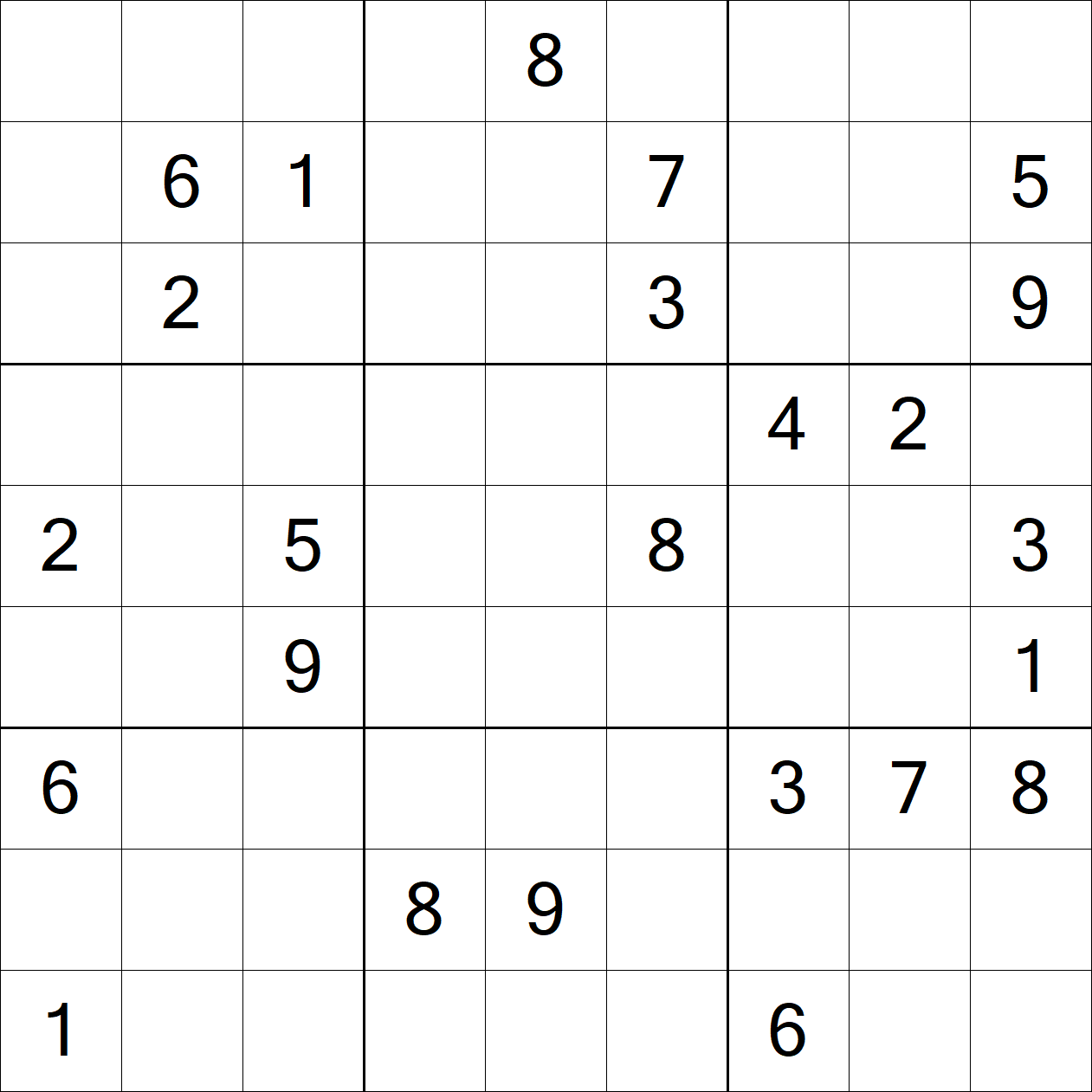 Extreme Sudoku puzzle grid