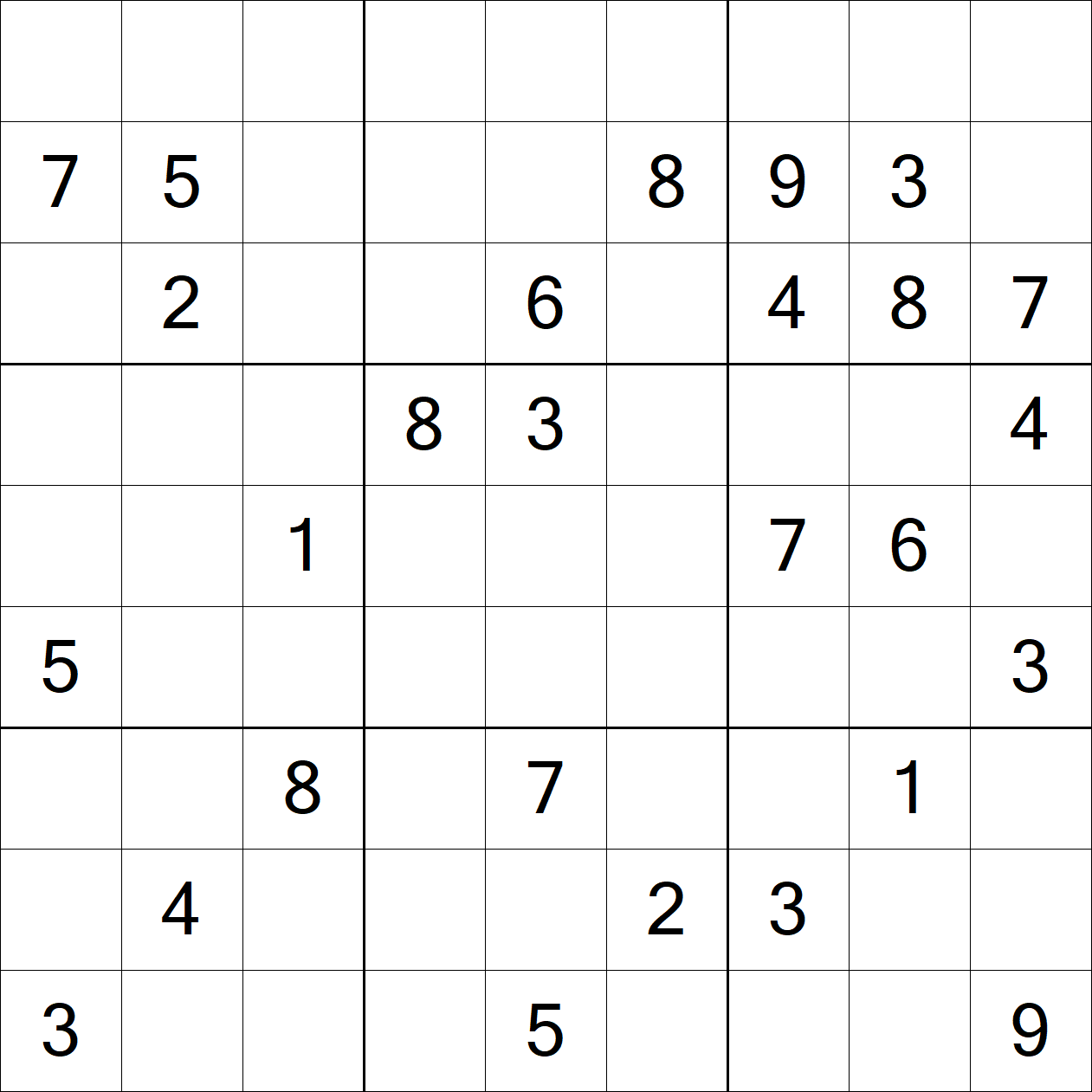 Very Hard Sudoku puzzle grid
