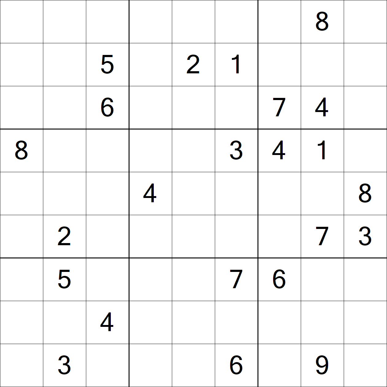 Extreme Sudoku puzzle grid