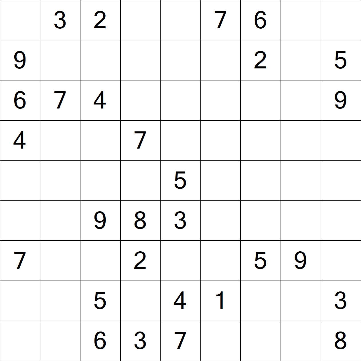 Hard Sudoku puzzle grid