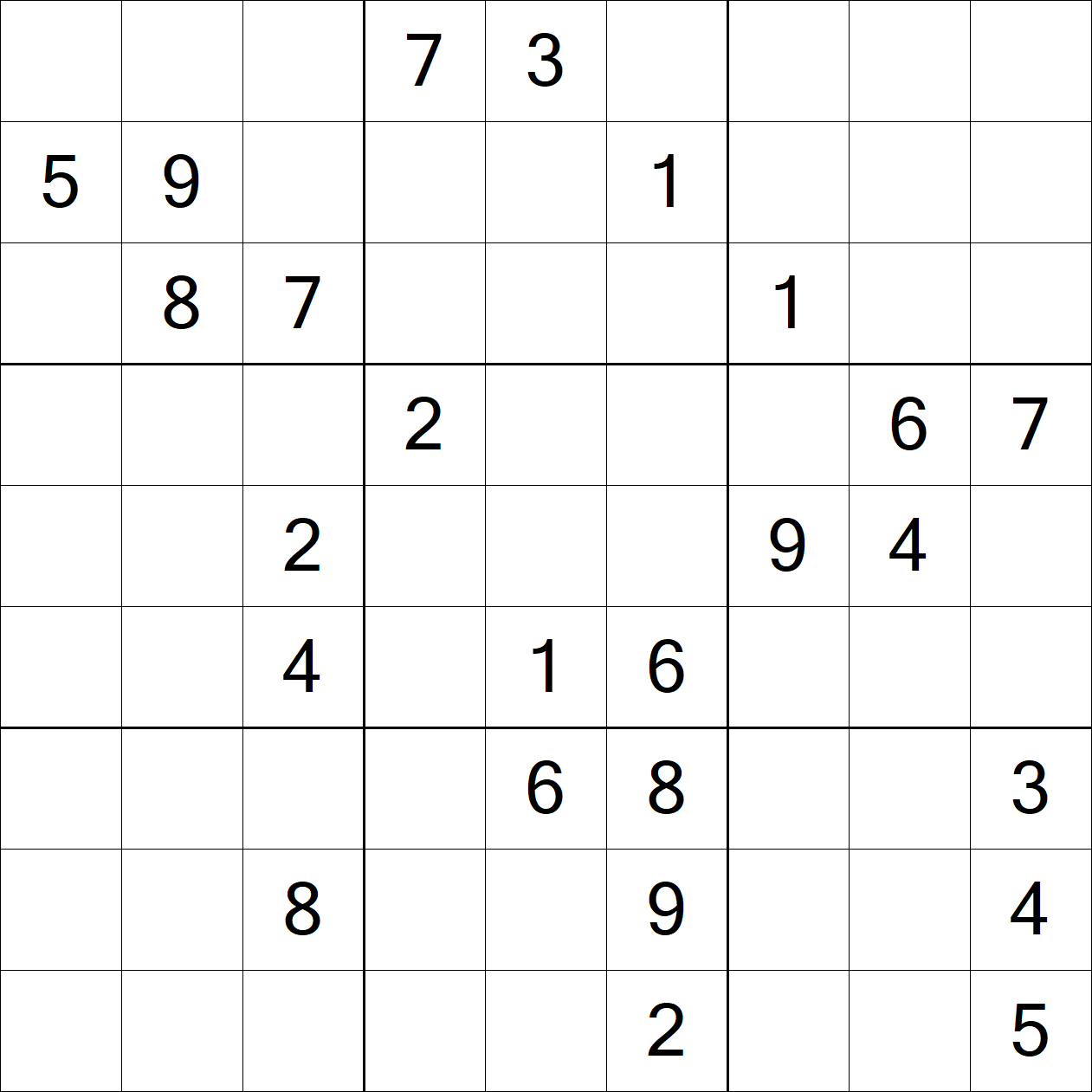 Very Hard Sudoku puzzle grid