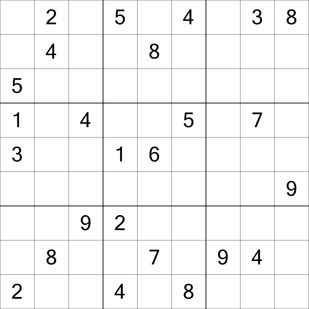 Extreme Sudoku puzzle grid