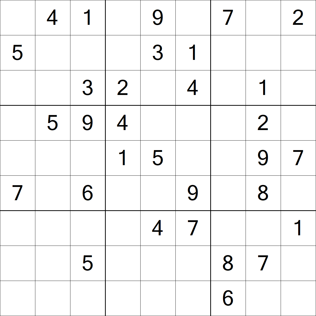 Hard Sudoku puzzle grid