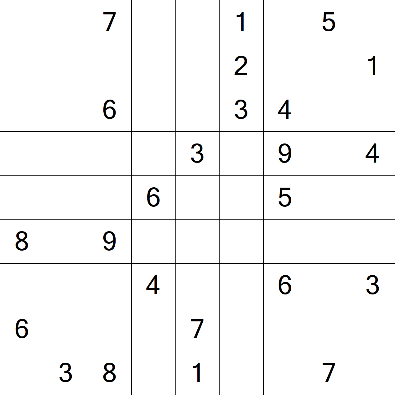 Extreme Sudoku puzzle grid