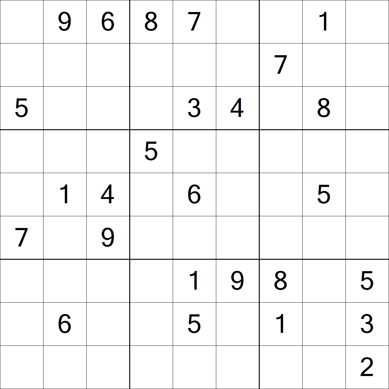 Extreme Sudoku puzzle grid