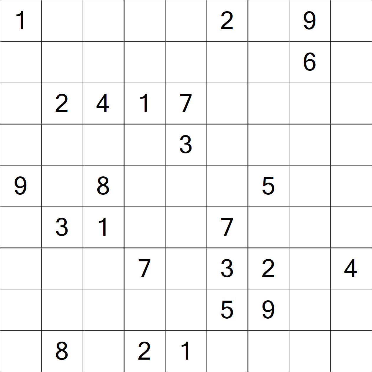Extreme Sudoku puzzle grid