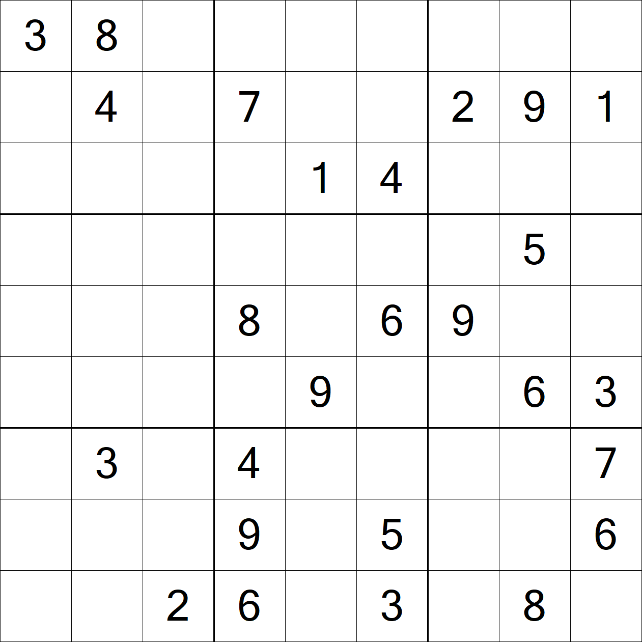 Very Hard Sudoku puzzle grid