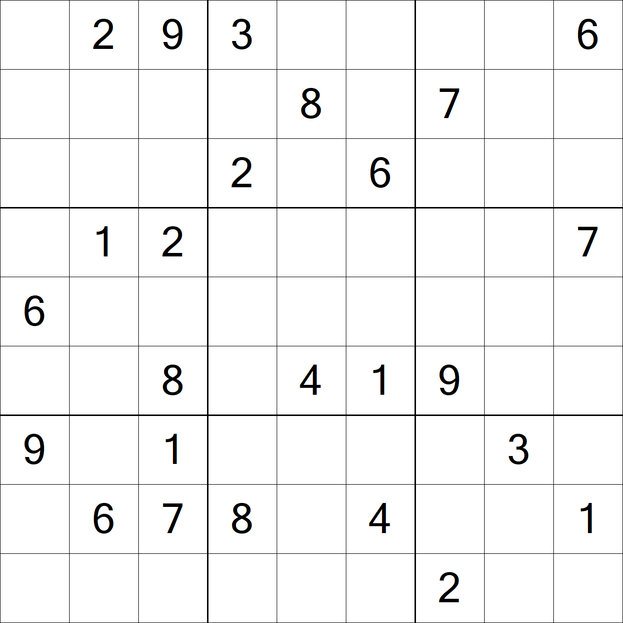Very Hard Sudoku puzzle grid