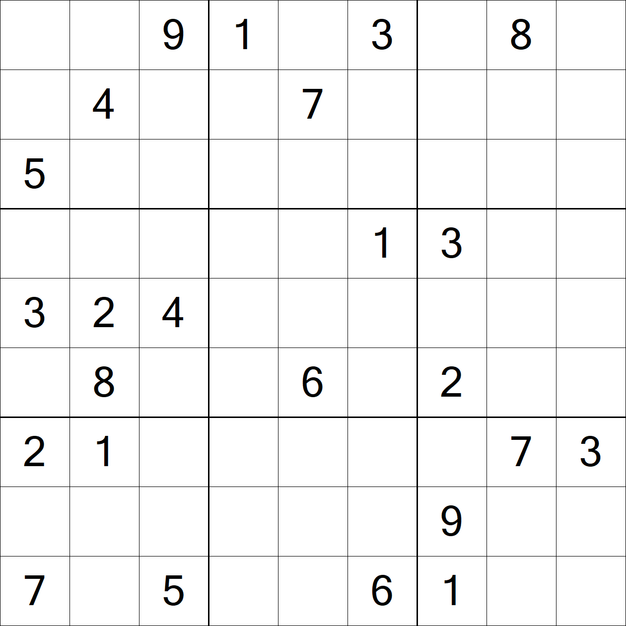 Extreme Sudoku puzzle grid