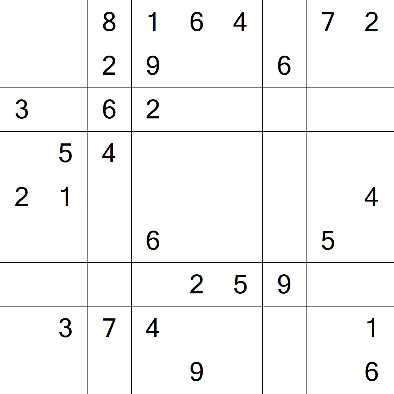 Hard Sudoku puzzle grid