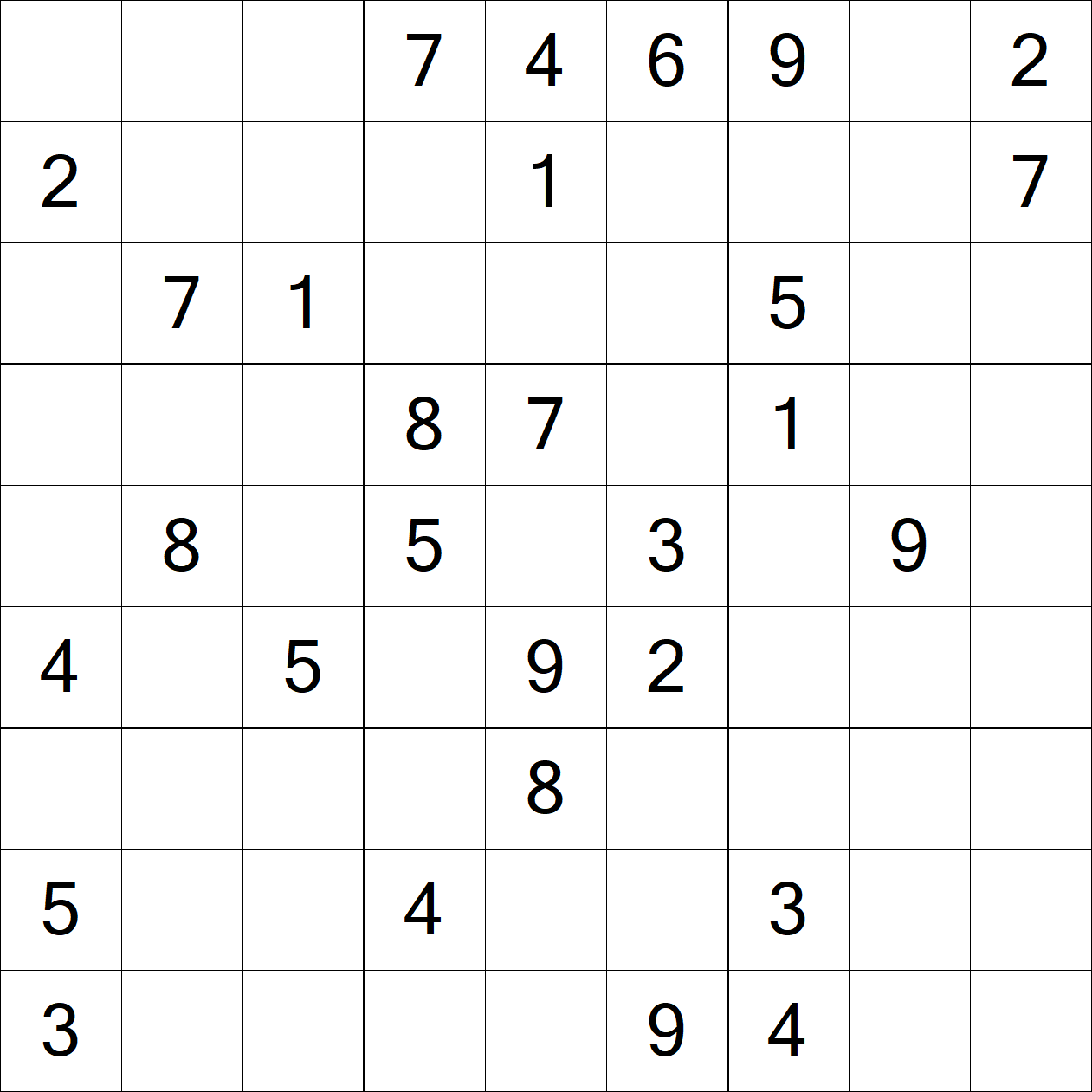 Hard Sudoku puzzle grid