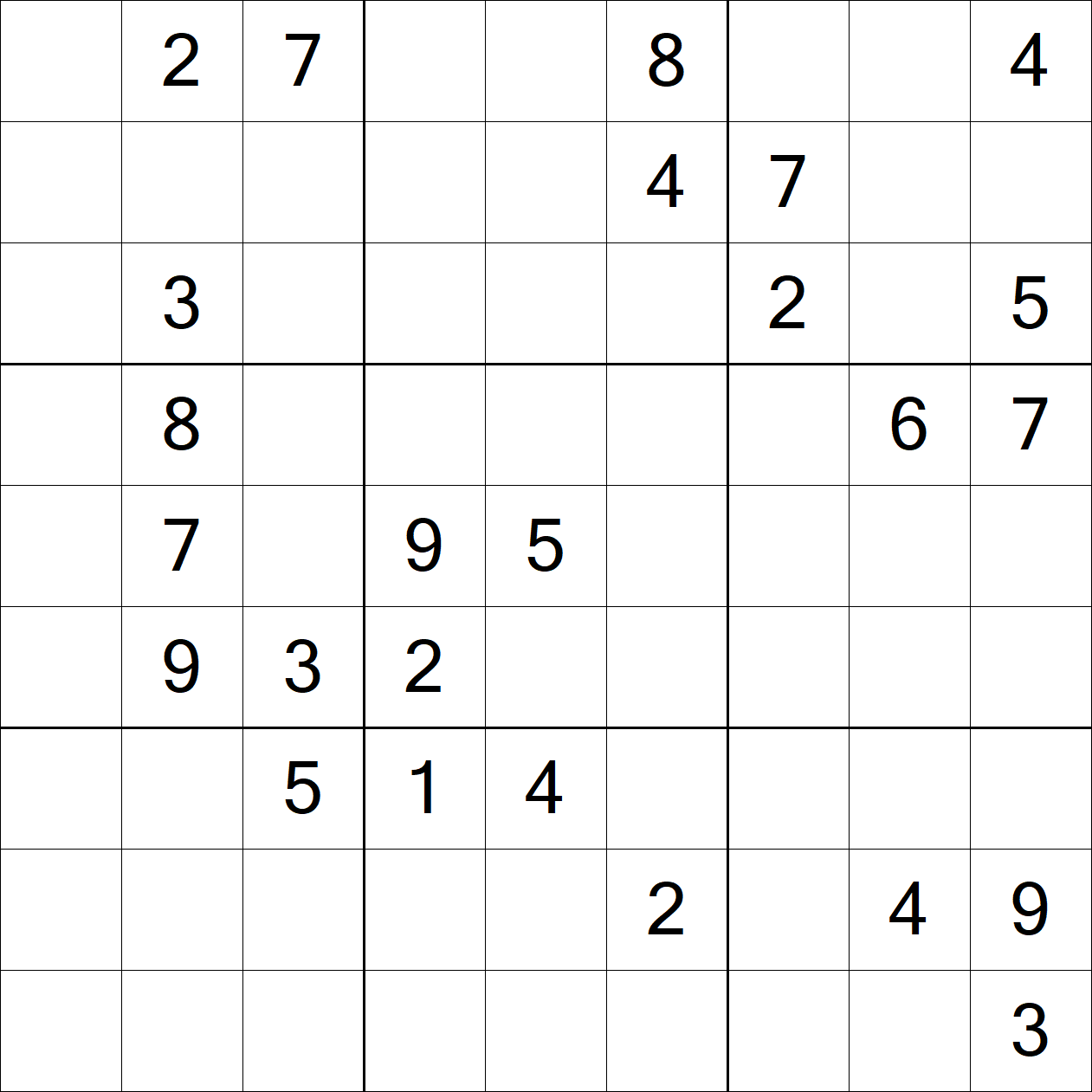 Very Hard Sudoku puzzle grid