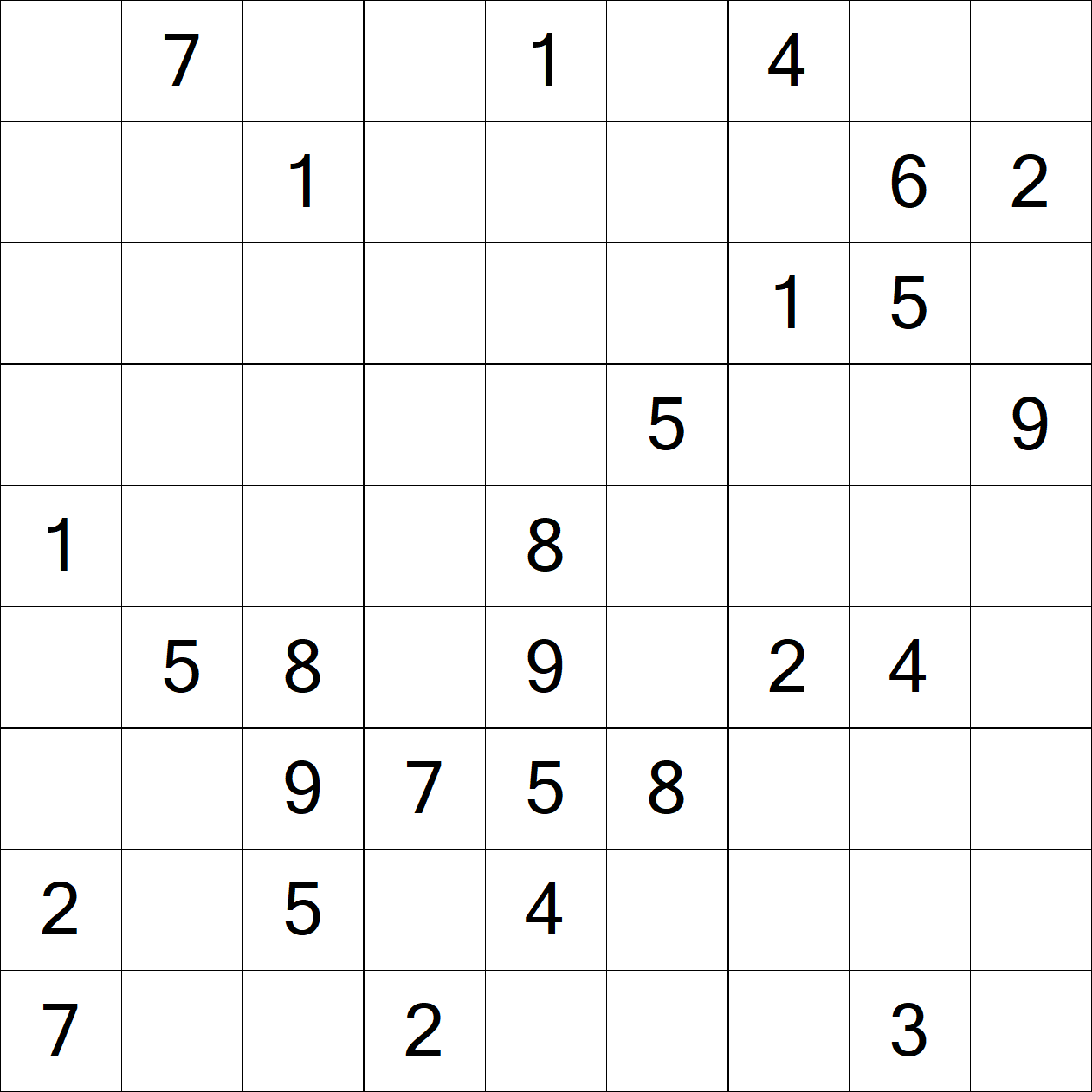 Extreme Sudoku puzzle grid