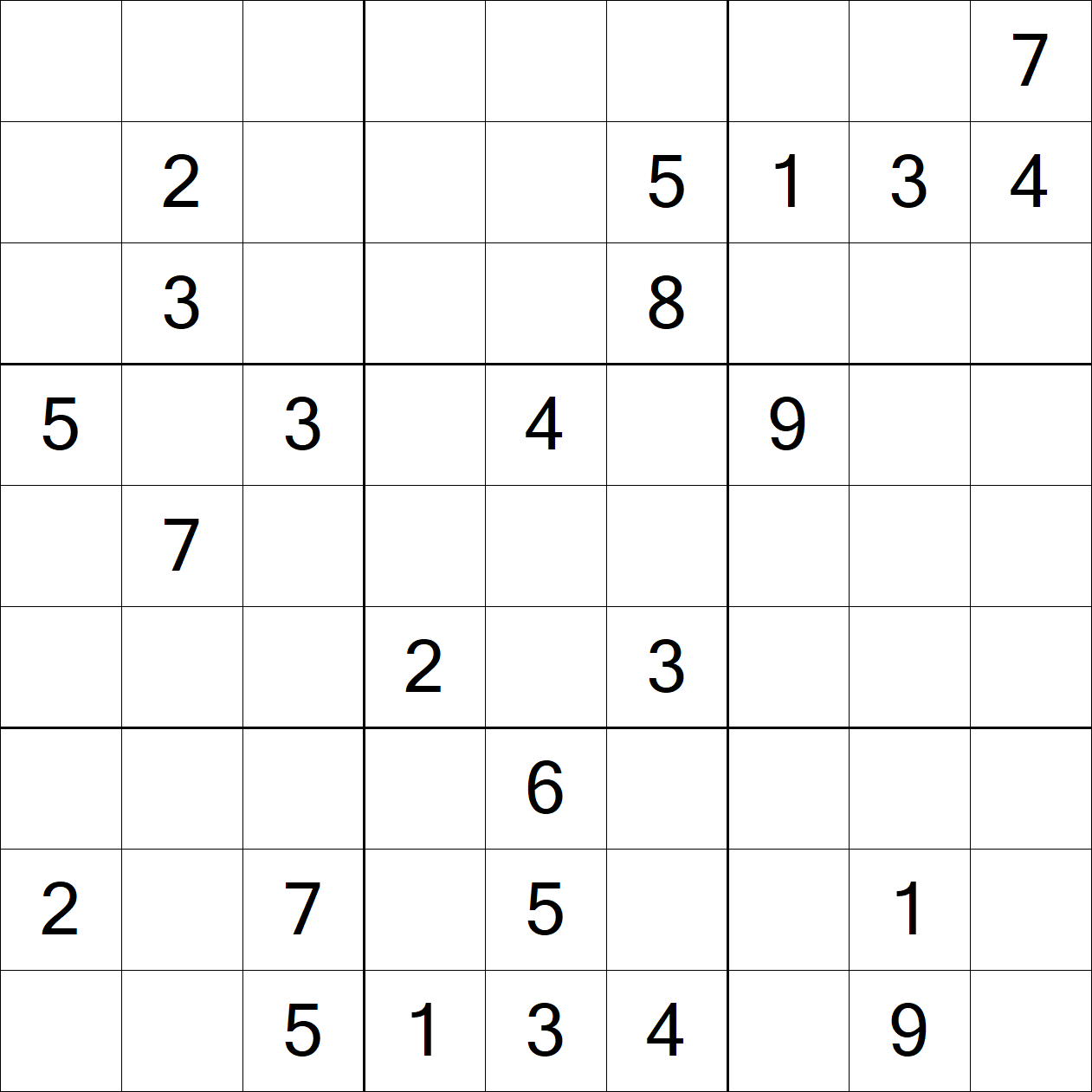 Extreme Sudoku puzzle grid