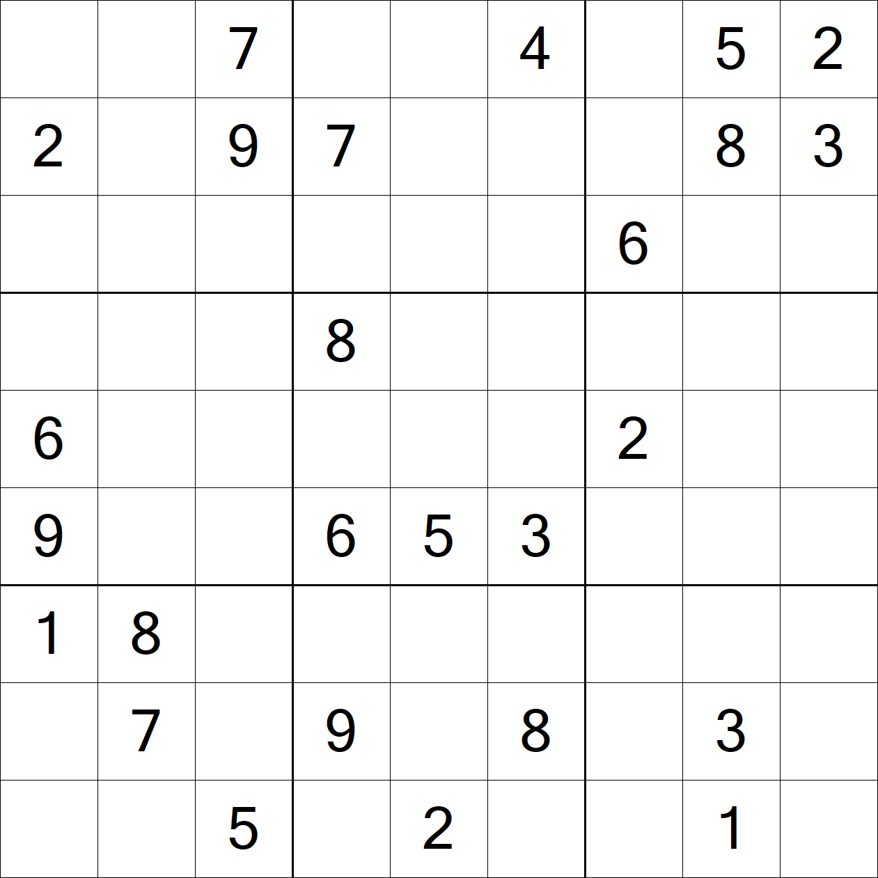 Hard Sudoku puzzle grid