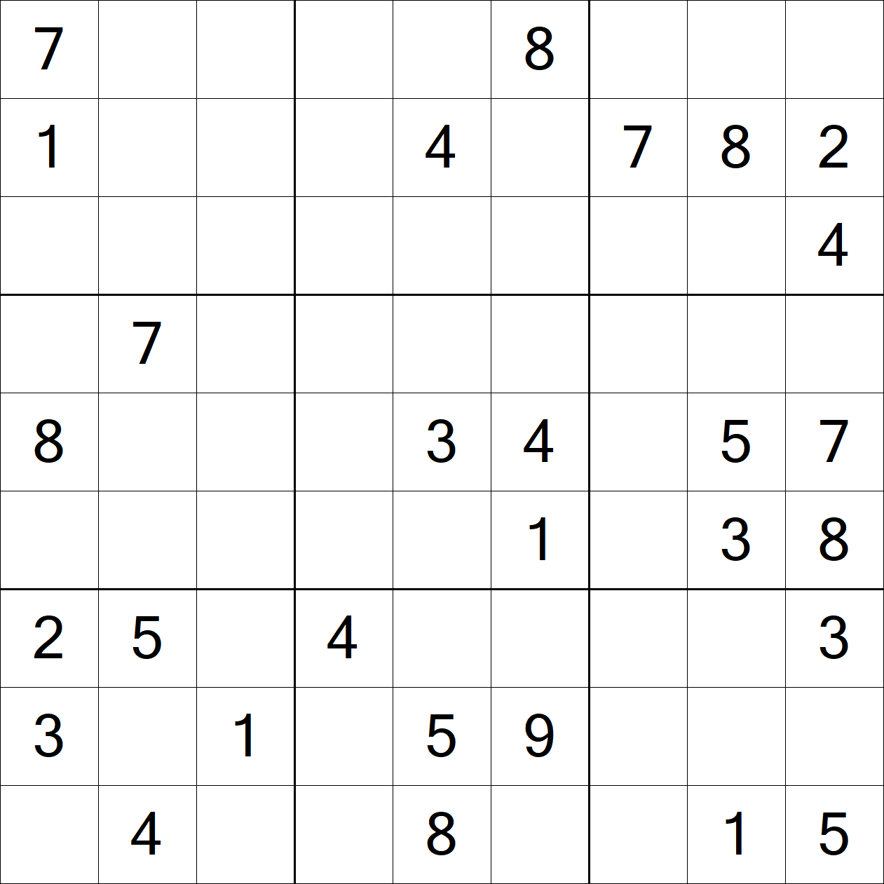 Very Hard Sudoku puzzle grid