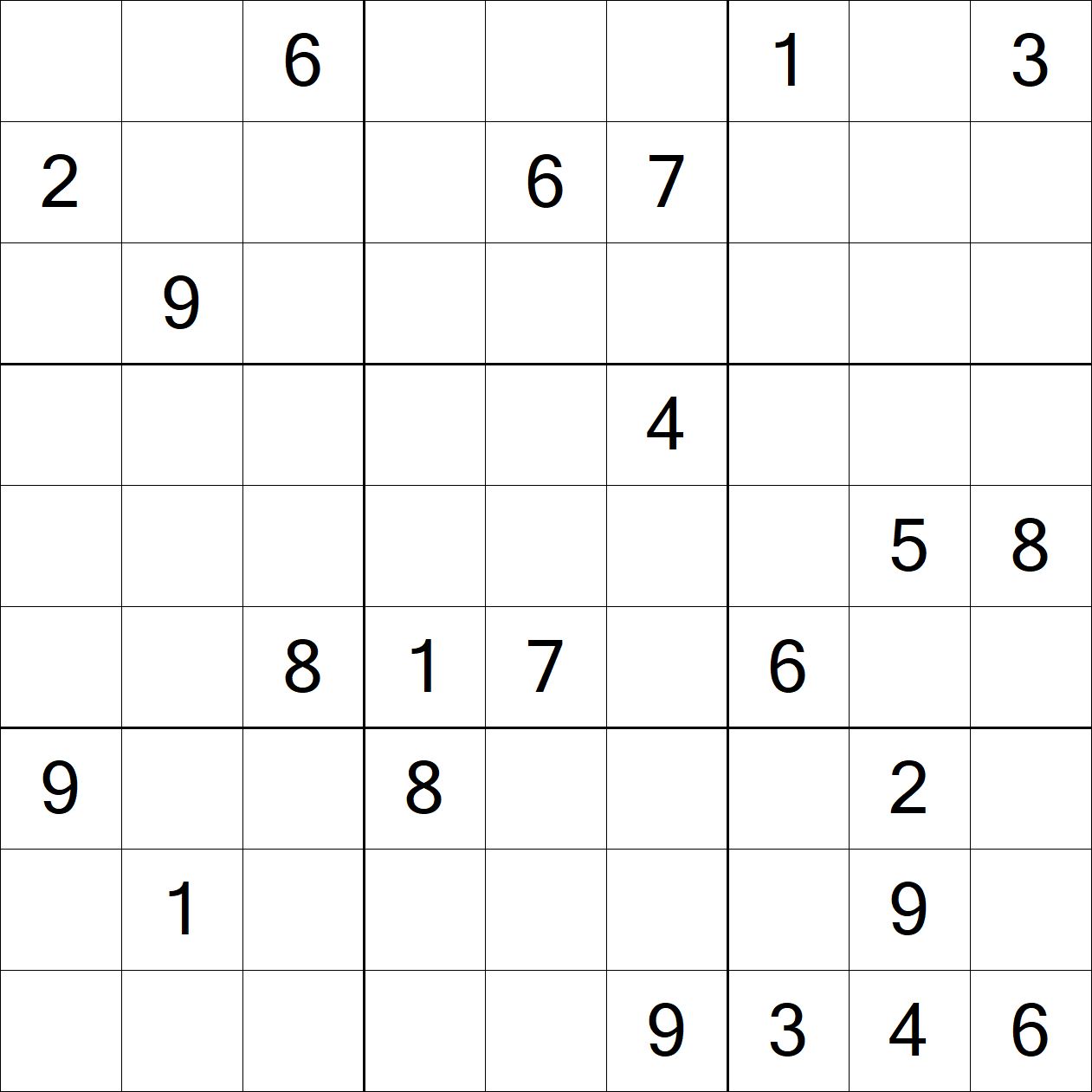 Extreme Sudoku puzzle grid