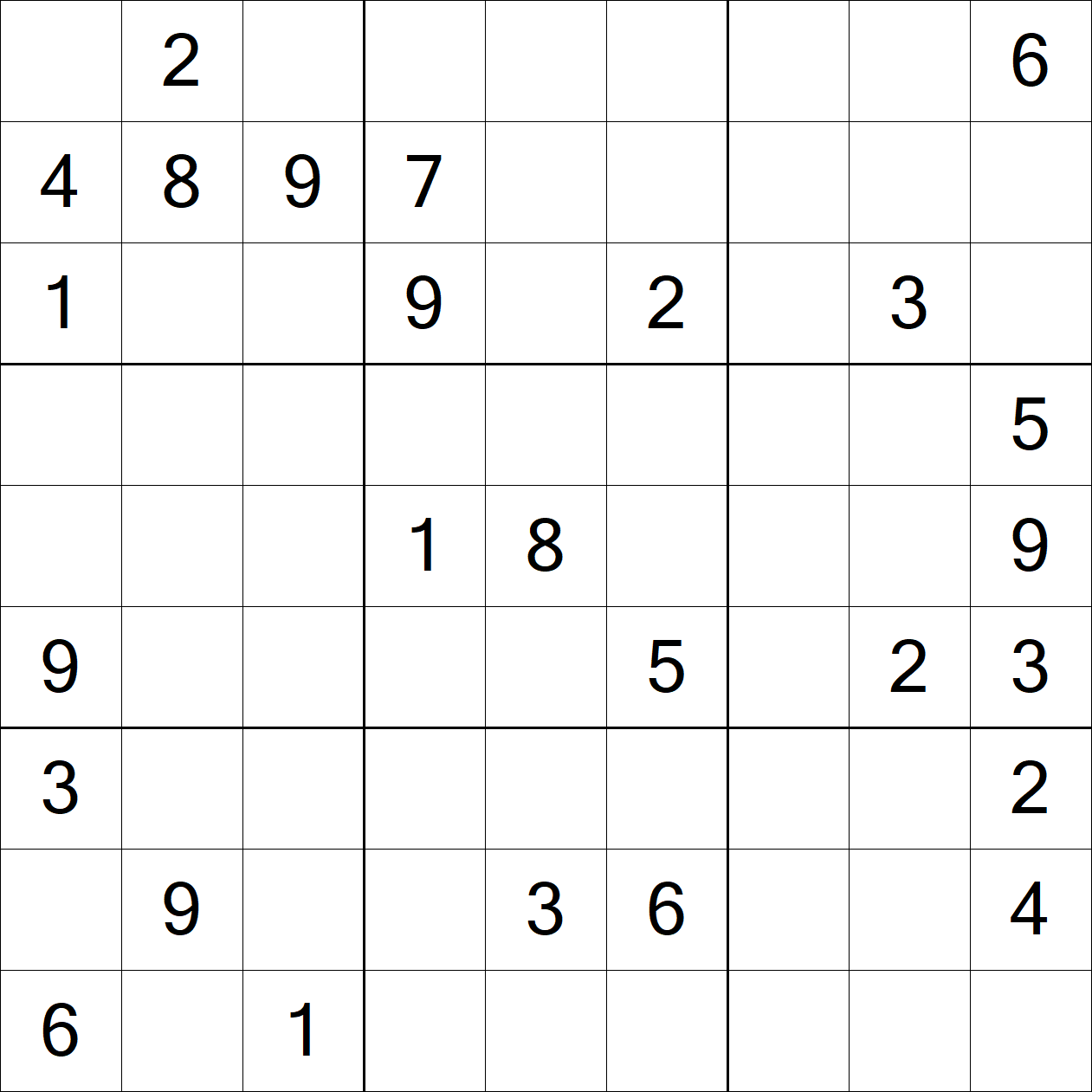 Very Hard Sudoku puzzle grid